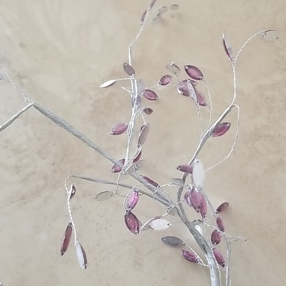 Purple Glass/Mirror Leaves Strand. Very Beautiful And Airy. EUC